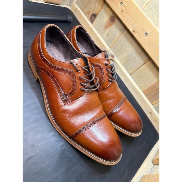 Mens Stacy Adams Cognac Brown Leather Cap Toe Oxford Dress Shoes Size 11.5 main image 4